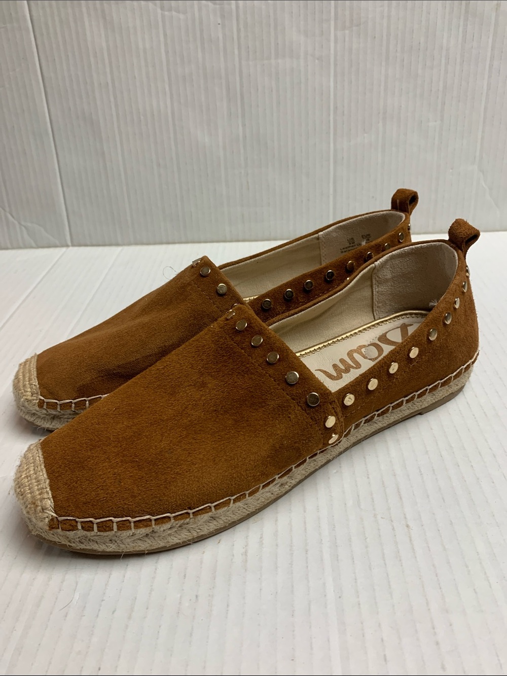 Sam Edelman Koda Suede Espadrille Slip On Flats Brown Gold Size 8M